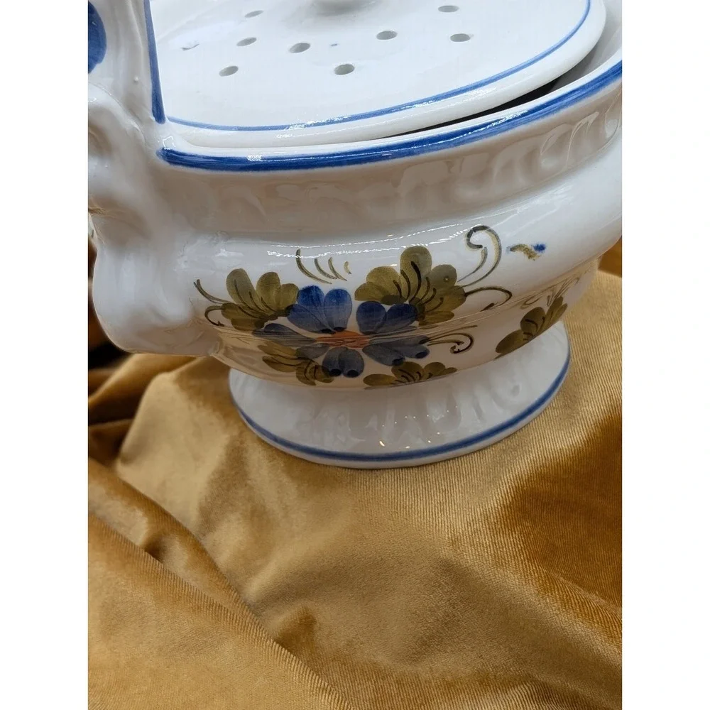 Maioliche Deruta Italy Hand Painted Ceramic Garlic & Onion Keeper JarVintage